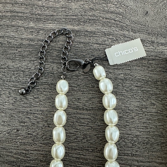 Chico's Pearl Necklace with Silver Chain - Picture 3 of 4